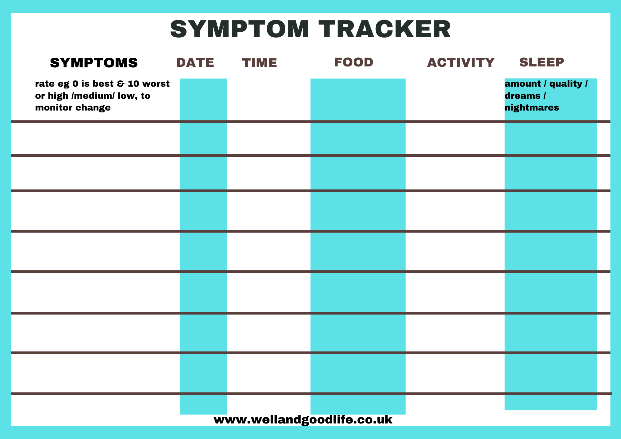 picture of a symptom diary