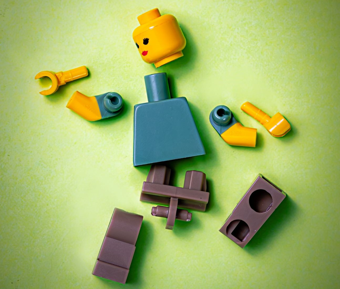 lego person in pieces